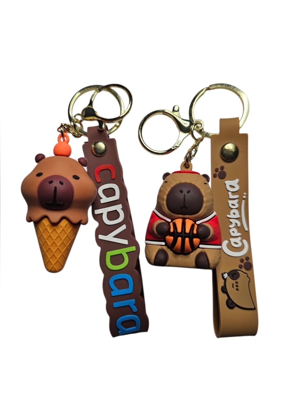 Capybara (Pick 1) Keychain - Ice Cream Cone Or Basketball - NWOT